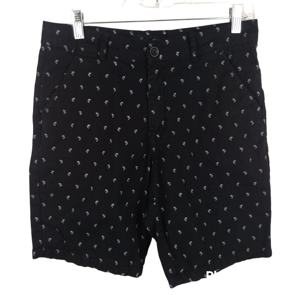 PUBLIC RECORD Mens Size W30 Regular Fit  Black Chino Shorts Palm Trees